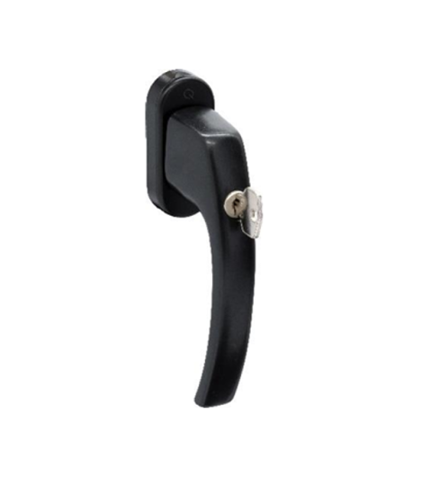 Klamka do okien z kluczem FG21 RAL 9005/czarny - trzpień 43 mm