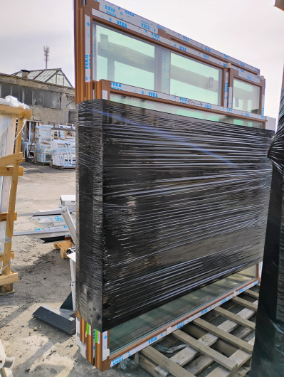 Okno PCV Veka PREMIUM 1865x2400 mm FIX obustronny złoty dąb trzyszybowe ciepła ramka
