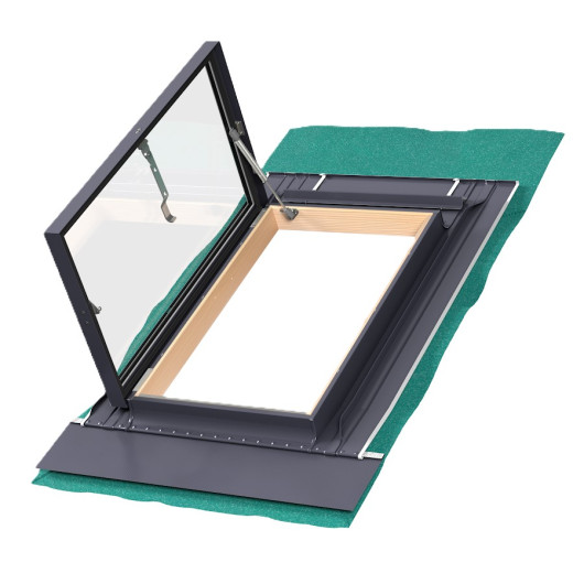 Wyłaz dachowy FAKRO WGU-X 46x75 cm RAL 7016 antracyt z uniwersalnym kołnierzem